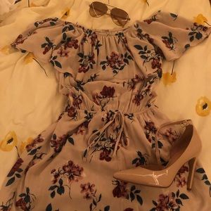 Beige Floral Romper